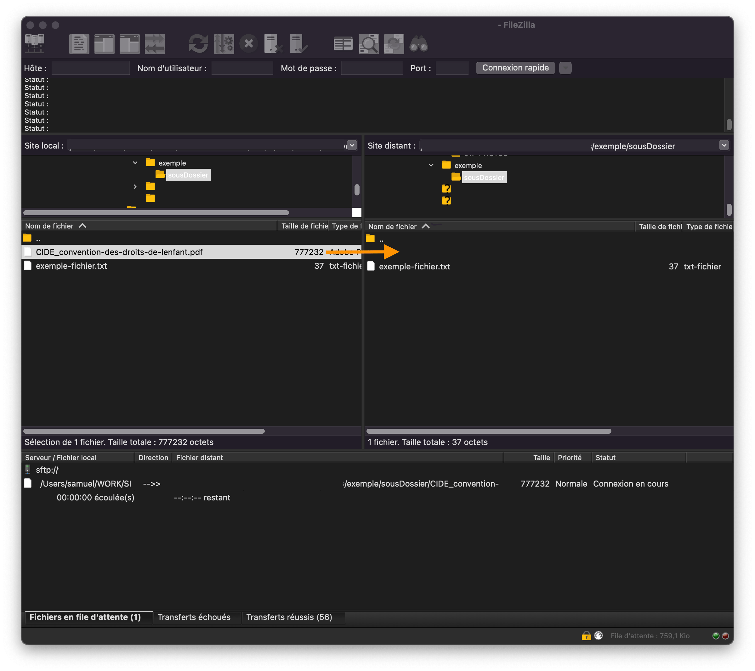 FileZilla-transfert